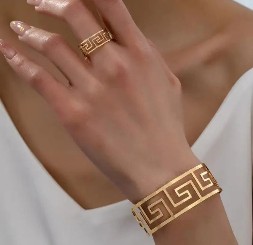 Combo of Gold Cuff Bracelet & Ring