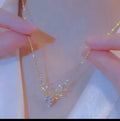 Golden Antler Crystal Pendant Necklace
