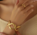 Organic Open Loop Gold Cuff Bracelet