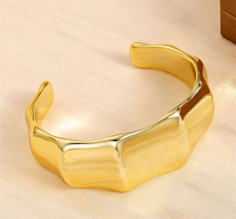 Sculpted Gold Statement Cuff Bracelet